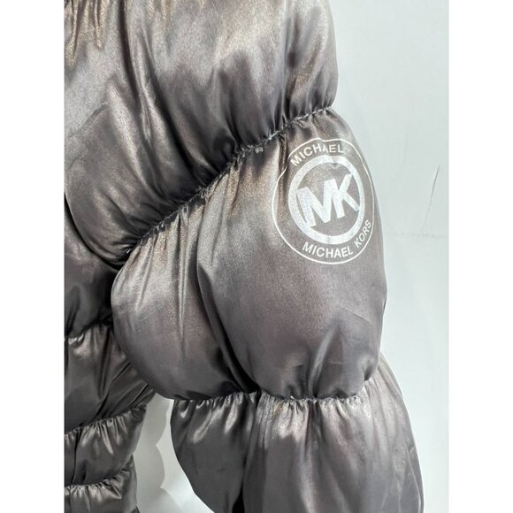 Michael Kors Womens Packable Down Jacket Puffer Style M Metallic Gray - Picture 2 of 11